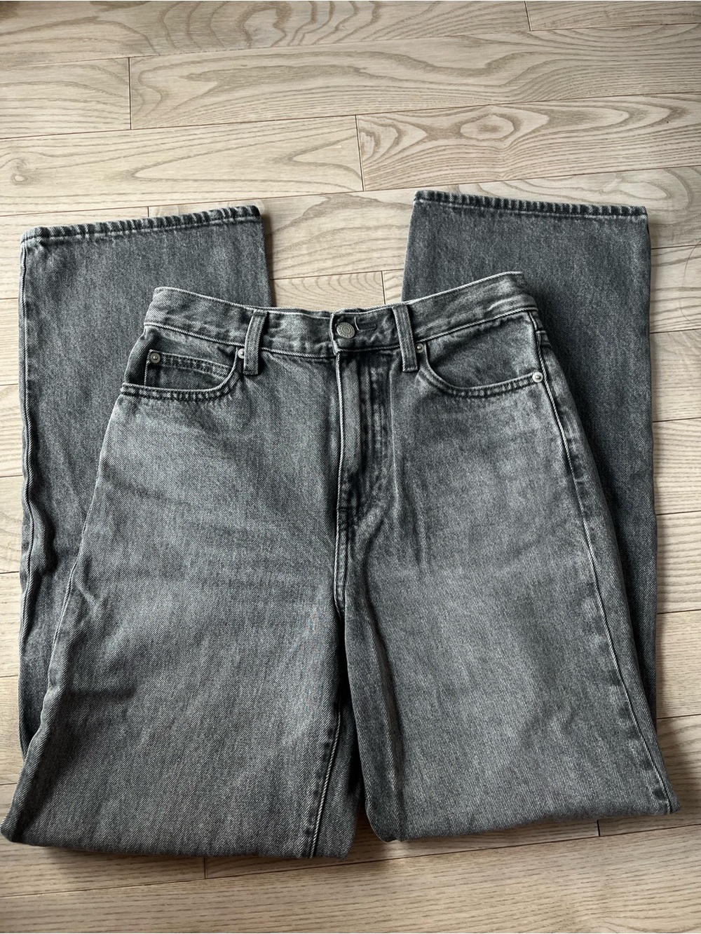 Women’s Gray Washed Straight-Leg Jeans - Uniqlo